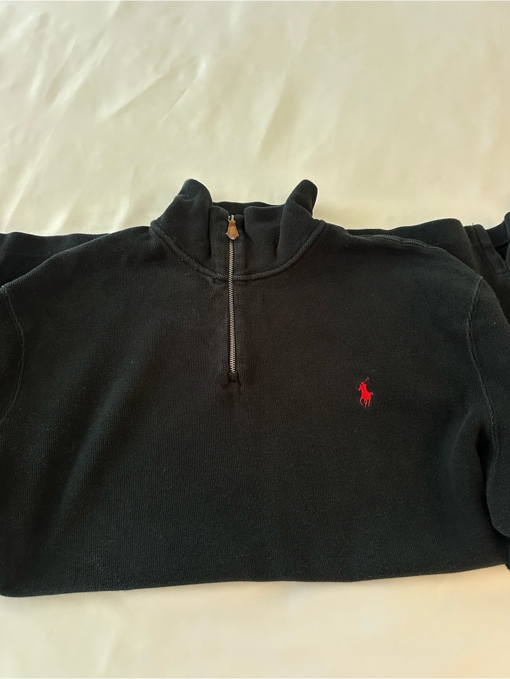 Vintage Polo Ralph Lauren Men's Black Quarter-Zip Sweater